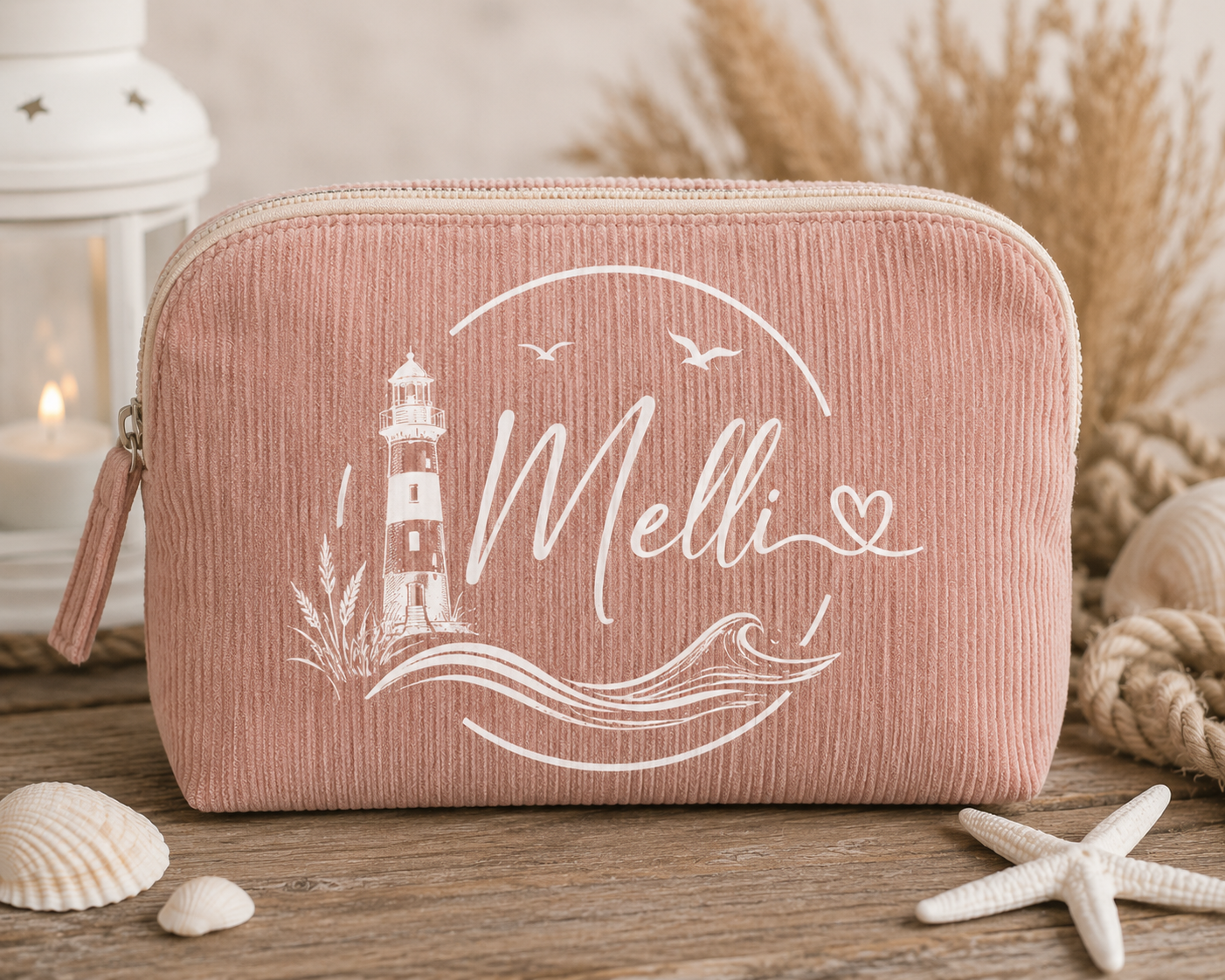 Personalisierte Cord-Kulturtasche „Küstenliebe“ ⚓