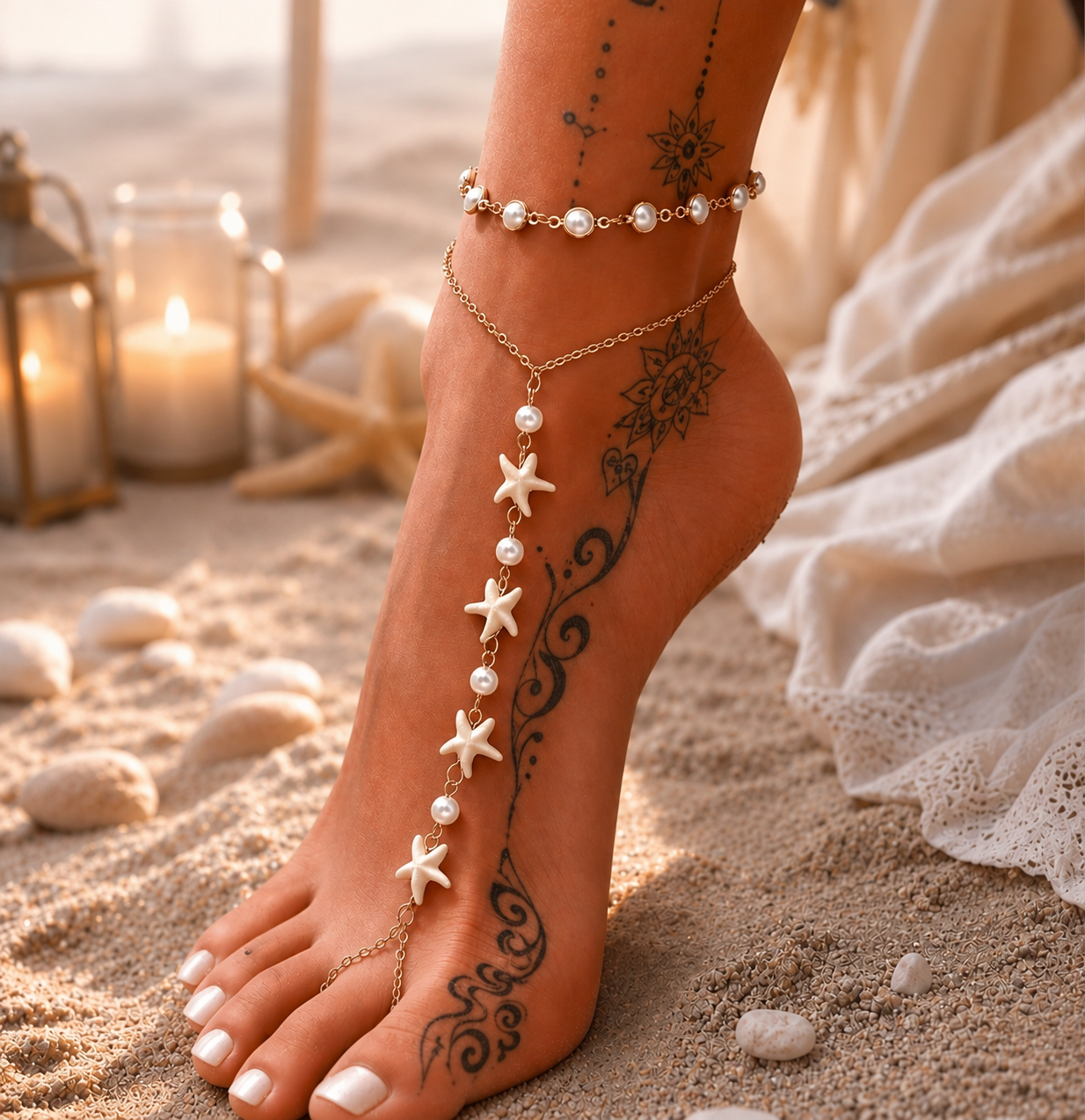 ✨ Fußkettchen-Set im Boho-Look
