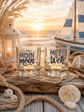 Maritimes Teelichtglas-Set „Moin Moin & Meerweh“ – 2-teilig