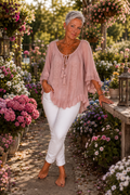⚓ Boho-Bluse „Rosengarten“ – Größe 40
