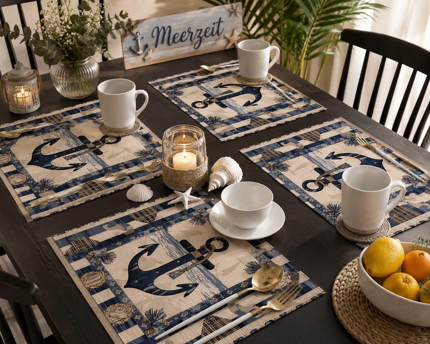 Maritime Platzsets „Ankerliebe“ – 4er-Set ⚓